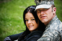 male soldier with his wife