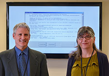 Lead author Carol Malte (right) and principal investigator Dr. Eric Hawkins led a study of an electronic medical record alert designed to reduce co-prescribing of opioids and benzodiazepines. (Photo by Christopher Pacheco)