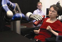 In May 2012, a team with VA, Brown University, and other collaborators reported on their advances with BrainGate, a system that can potentially enable people with paralysis to control robotic arms or other devices. The work will continue, along with other cutting-edge research, at VA's new Center for  Neurorestoration and Neurotechnology. (Photo courtesy of BrainGate2.org) 