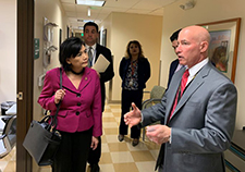 Steve Braverman meets with California Congresswoman Judy Chu during a tour of a satellite health care clinic run by VA Greater Los Angeles. (Photo by Steve Ruh)