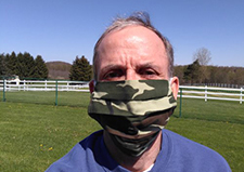 HERL director Dr. Rory Cooper wears one of the cloth face coverings that his facility has helped produce. (Photo courtesy of the Human Engineering Research Laboratories)
