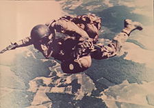 Christianson does a high, altitude low opening parachute jump. (Photo courtesy of M. Christianson)