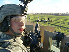  Tim Strebel in his first combat tour to Iraq at Camp Anaconda, a central hub for U.S. forces in the country. He served as a supply convoy machine gunner in the Armyâ€™s 101st Airborne Division.